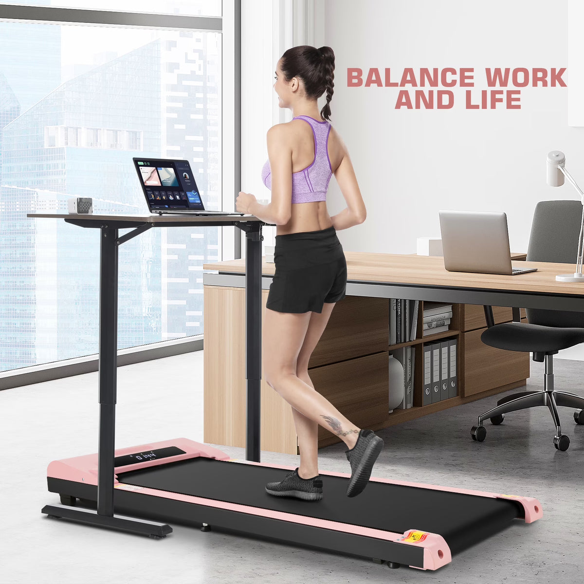 ANCHEER Walking Pad, 2 in 1 under Desk Treadmill with Remote Control、Led Display, 300 Lbs Portable Treadmill for Home/Office (White)