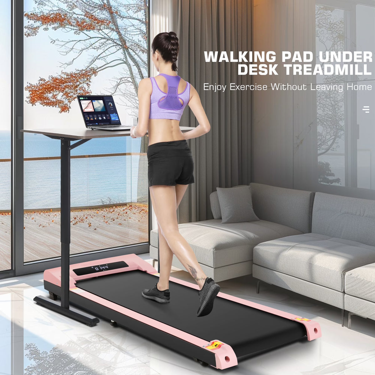 ANCHEER Walking Pad, 2 in 1 under Desk Treadmill with Remote Control、Led Display, 300 Lbs Portable Treadmill for Home/Office (White)