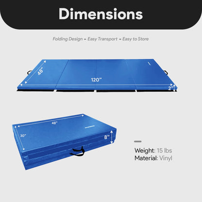 10Ft X 4Ft X 2In 4-Panel All-Purpose Folding Gymnastics Mat, Multicolored